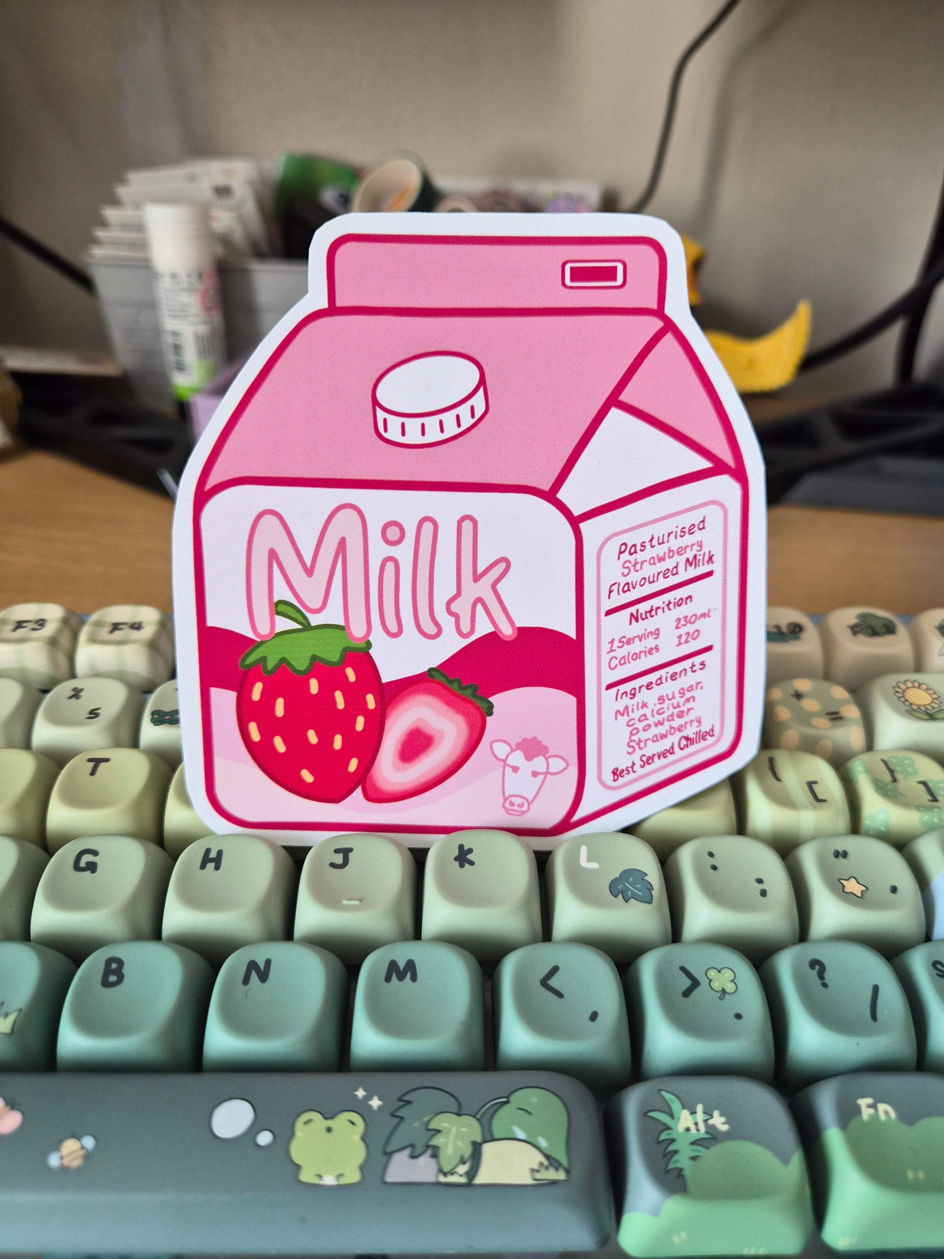 Strawberry Milk carton sticker - Kawaii Drinks