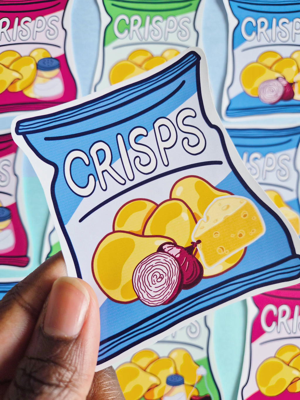 Cheese 'n' Onion Crisps - Yummy Snack Stickers