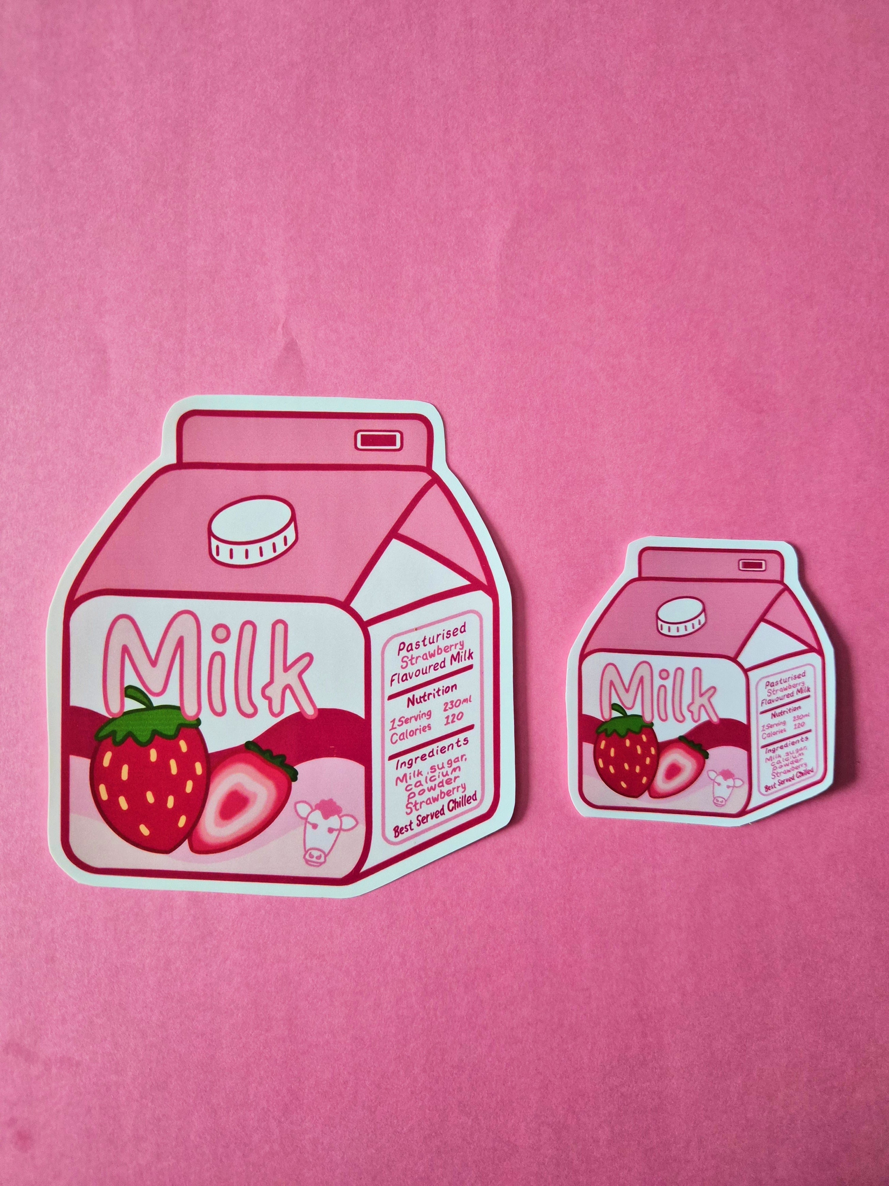 Strawberry Milk carton sticker - Kawaii Drinks